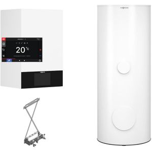 Viessmann Paket Gas-Brennwerttherme Vitodens 300-W 11,0 kW mit Speicher 300 L Vitocell 100-W CVBC und Zubehör, B3HF048