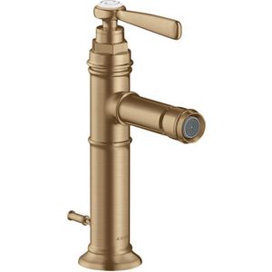 AXOR Montreux Einhebel-Bidetmischer mit Hebelgriff und Zugstangen-Ablaufgarnitur Brushed Bronze, 16526140