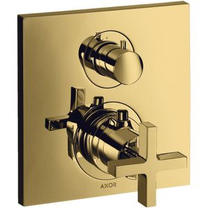 AXOR Citterio Thermostat Unterputz mit Absperrventil und Kreuzgriff Polished Gold Optic, 39705990
