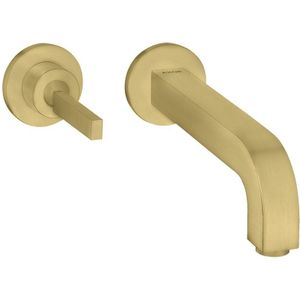 AXOR Citterio Einhebel-Waschtischmischer Unterputz für Wandmontage mit Pingriff, Auslauf 220 mm und Rosetten Brushed Brass, 39116950