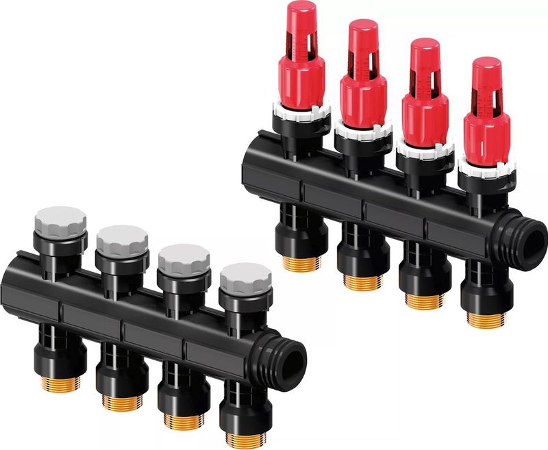 Uponor Vario PLUS Verteiler mit Durchflussmesser FM 4X 3/4 Euro, 1030584