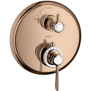 AXOR Montreux Thermostat Unterputz mit Hebelgriff und Absperrventil Polished Red Gold, 16801300