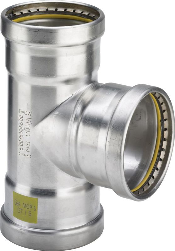 Viega Sanpress Inox G XL-T-Stück, d1 108,0, d2 108,0, d3 108,0 Stahl nichtrostend Modell 0218XL, 578237