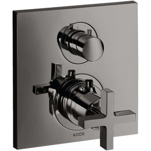 AXOR Citterio Thermostat Unterputz mit Ab- und Umstellventil Kreuzgriff Polished Black Chrome, 39725330