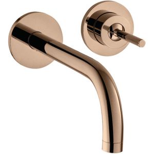 AXOR Uno Einhebel-Waschtischmischer Unterputz für Wandmontage mit Auslauf 225 mm und Rosetten Polished Red Gold, 38116300