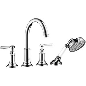 AXOR Montreux 4-Loch Wannenrandarmatur mit Hebelgriffen Edelstahl Optic, 16550800