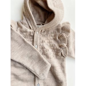 Konges Slojd - Gebreide Tomama Onesie met Ajourtricot - Beige Melange