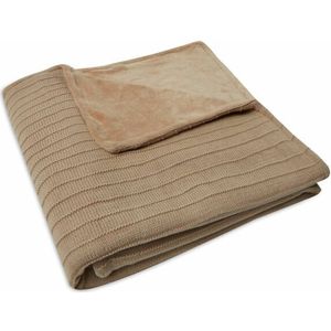 Jollein gebreide baby ledikantdeken Velvet Pure Knit Biscuit 100x150 cm GOTS