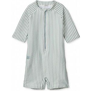 Liewood - Max Seersucker  Zwem Onesie  - YD Stripe Sea Blue White