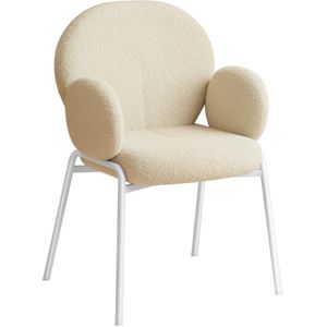 TecTake GmbH tectake Stoel Scandi gestoffeerd, bouclé stof - crème, per stuk - 405072 - wit 405072