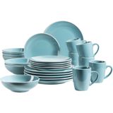 MÄSER - 931770 - Serviesset - Turquoise - Aardewerk - 24-delig voor 6 Personen