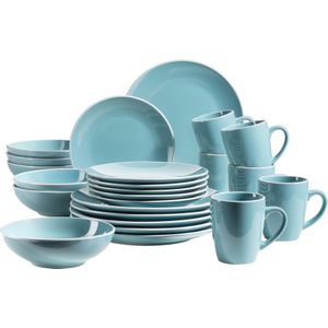 MÄSER - 931770 - Serviesset - Turquoise - Aardewerk - 24-delig voor 6 Personen