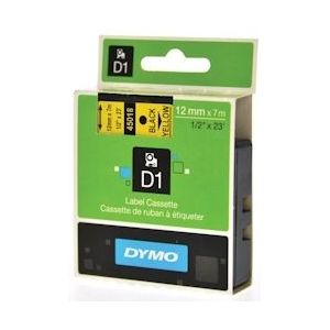 Dymo D1 tape 12 mm, zwart op geel - geel Kunststof S0720580