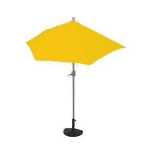 Mendler Parla halfronde parasol, balkonparasol, UV 50+ polyester/aluminium 3kg ~ 300cm geel met voet - geel Textiel 97736+35128