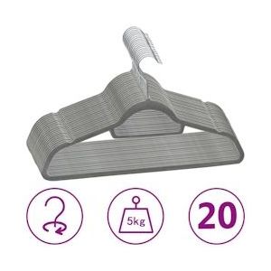 vidaXL 20-delige Kledinghangerset anti-slip fluweel grijs - 289917