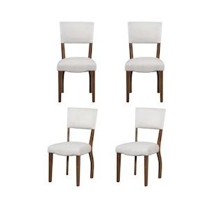 Merax fluwelen eetkamerstoelen set van 4 stoelen moderne minimalistische woonkamer slaapkamer stoelen rubber houten poten beige - beige Multi-materiaal WF317853AAA-4