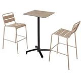 Oviala Business Set van hoge tafel in beige marmerlaminaat en 2 hoge stoelen in taupe - grijs 110526