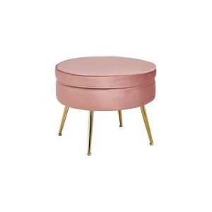 SalesFever Seating poef | rond | hoes fluweel stof rose | frame metaal goudkleurig | B 52 x D 52 x H 41 cm - roze Multi-materiaal 395356