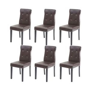 Mendler Set van 6 eetkamerstoelen HWC-E58, stoel eetkamerstoelen ~ kunstleer bruin, donkere poten - bruin Synthetisch materiaal 67987+67988