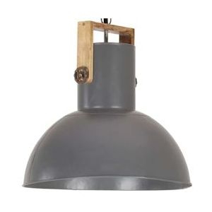 vidaXL Hanglamp industrieel rond 25 W E27 52 cm mangohout grijs - 320850