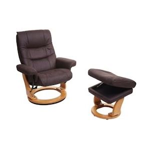MCA fauteuil HWC-J42, TV-fauteuil TV-fauteuil kruk, stof ~ zwart-bruin imitatiesuède, frame naturel bruin - bruin Textiel 78130