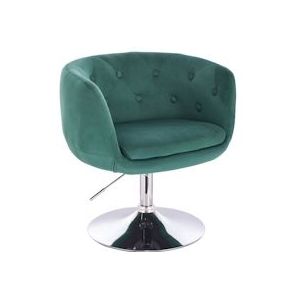 SVITA Panama retro lounge fauteuil cocktail fauteuil donkergroen fluweel look schijf voet - groen Metaal 91280