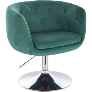 SVITA Panama retro lounge fauteuil cocktail fauteuil donkergroen fluweel look schijf voet - groen Metaal 91280