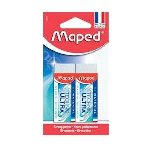 Maped gum Technic Ultra Classic, blister met 2 stuks - blauw Papier 3154141164125