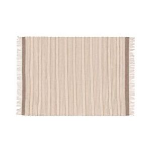 Oviala Business Rechthoekig vloerkleed van gestreepte wol en jute, plat geweven 160 x 230 cm - beige Textiel 108505