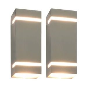 vidaXL Buitenwandlampen 2 st 35 W rechthoekig zilverkleurig - 45651