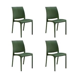 Set van 4 stapelbare stoelen van hars, gemaakt in Italië, ontwerp voor binnen- en buitengebruik, SOFIA Salie groen - groen DH99435