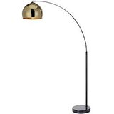 Teamson Home Arquer Booglamp Vloerlamp - Goud Lampenkap - Zwart Marmer Baseren - Metaal 0816780023890