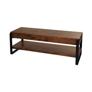 Mendler TV-rek HWC-L53, TV-tafel lowboard TV-tafel, metaal 42x120x44cm ~ donker wild eiken - bruin Hout 99703