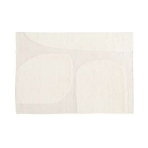 Oviala Business Rechthoekig wollen vloerkleed met wit handgeweven patroon 240 x 340 cm - wit Textiel 108582