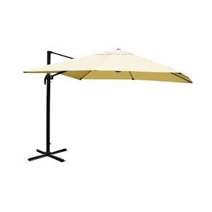 Mendler Zweefparasol HWC-A96, 3x4m (Ø5m) polyester aluminium/staal 26kg ~ crème zonder voet, draaibaar - beige Textiel 134323+122472