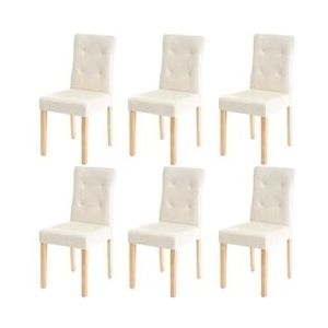 Mendler Set van 6 eetkamerstoelen HWC-E58, stoel eetkamerstoelen ~ kunstleer crème, lichte poten - beige Synthetisch materiaal 67991+67992