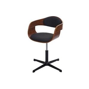 Mendler Bureaustoel HWC-H46, bureaustoel, in hoogte verstelbaar draaimechanisme gebogen hout ~ walnoot-look, stof/textiel donkergrijs - grijs Textiel 73497+0