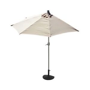 Mendler Parla halfronde parasol, balkonparasol, UV 50+ polyester/aluminium 3kg ~ 270cm crème met voet - beige Textiel 35118+35128