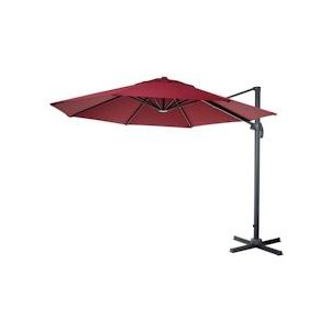 Mendler Zweefparasol HWC-A96, parasol, rond Ø 4m polyester aluminium/staal 27kg ~ bordeaux zonder voet - rood Textiel 138561