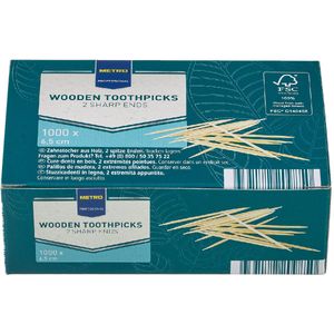 METRO PROFESSIONAL Tandenstokers, hout, biologisch afbreekbaar, 6.5 cm, 1000 stuks - Massief hout 518275