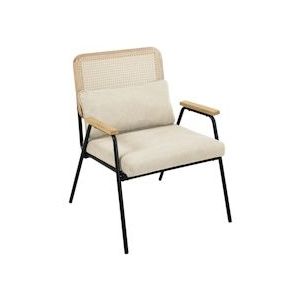 SVITA THEA lounge stoel rotan fauteuil retro fauteuil rotan cr�ème - beige Polyester 94152