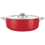 Kookpan met grepen RVS rood | 5,8 liter | Ø28x11(h)cm - EMG-720587