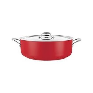 Kookpan met grepen RVS rood | 5,8 liter | Ø28x11(h)cm - EMG-720587