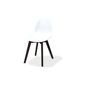 Keeve Stapelbare stoel wit, berkenhouten frame en kunststof zitting, 47x53x83cm (LxBxH), 505FD01SW - 8719979476274