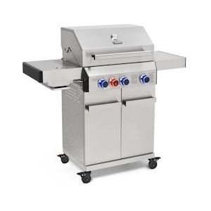 TAINO Platinum 3+1 gasbarbecue roestvrij staal BBQ grill trolley barbecuerooster 3-pits gas - zilver Roestvrij staal 93503