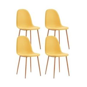 Pak 4 linnen eetkamerstoelen 91x51x44 cm Thinia Home geel - geel Textiel 8429160022356