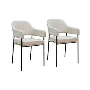 SVITA SCARLETT set van 2 eetkamerstoelen fauteuil gestoffeerde stoel stof wit - wit 92193