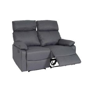 Mendler 2-zits bioscoopfauteuil HWC-L93, relaxfauteuil TV-fauteuil bank, verstelbare armleuning Nosag-vering stof/textiel ~ donkergrijs - grijs Textiel 103137+103138
