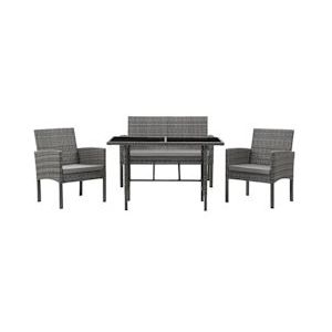 SVITA BROOKLYN XL rotan tuinset met tafel, 2x fauteuils, 2-zitsbank grijs - grijs 91931