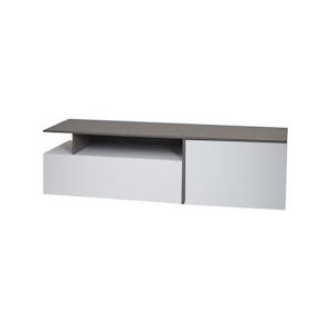 Mendler TV-rek HWC-L34, lowboard TV-tafel dressoir TV-kast ladekast, hout 45x161x40cm opbergvak, wit betonlook - meerkleurig Massief hout 98530+99638